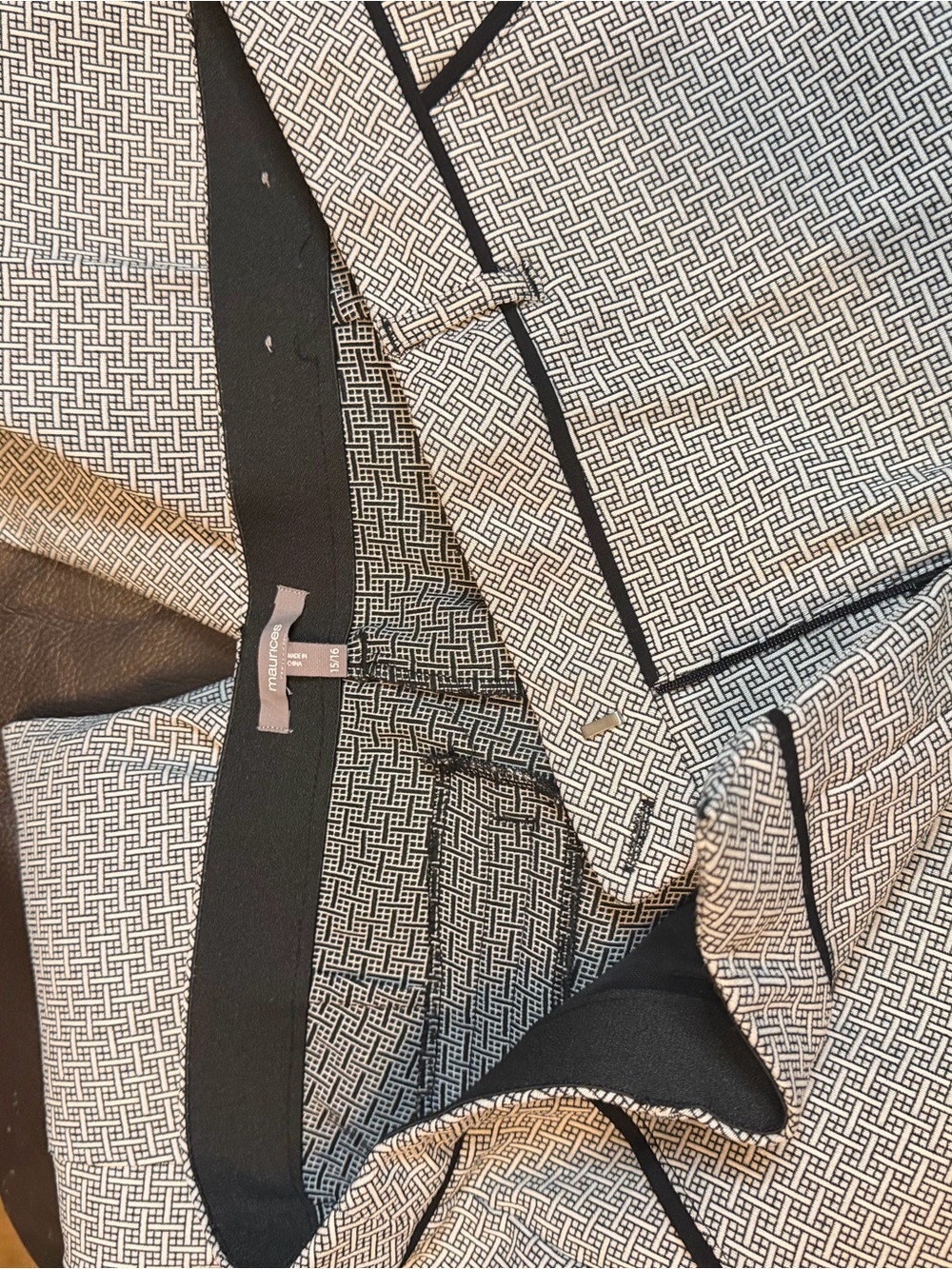 Maurices Black & White Geometric Blazer with Contrasting Trim